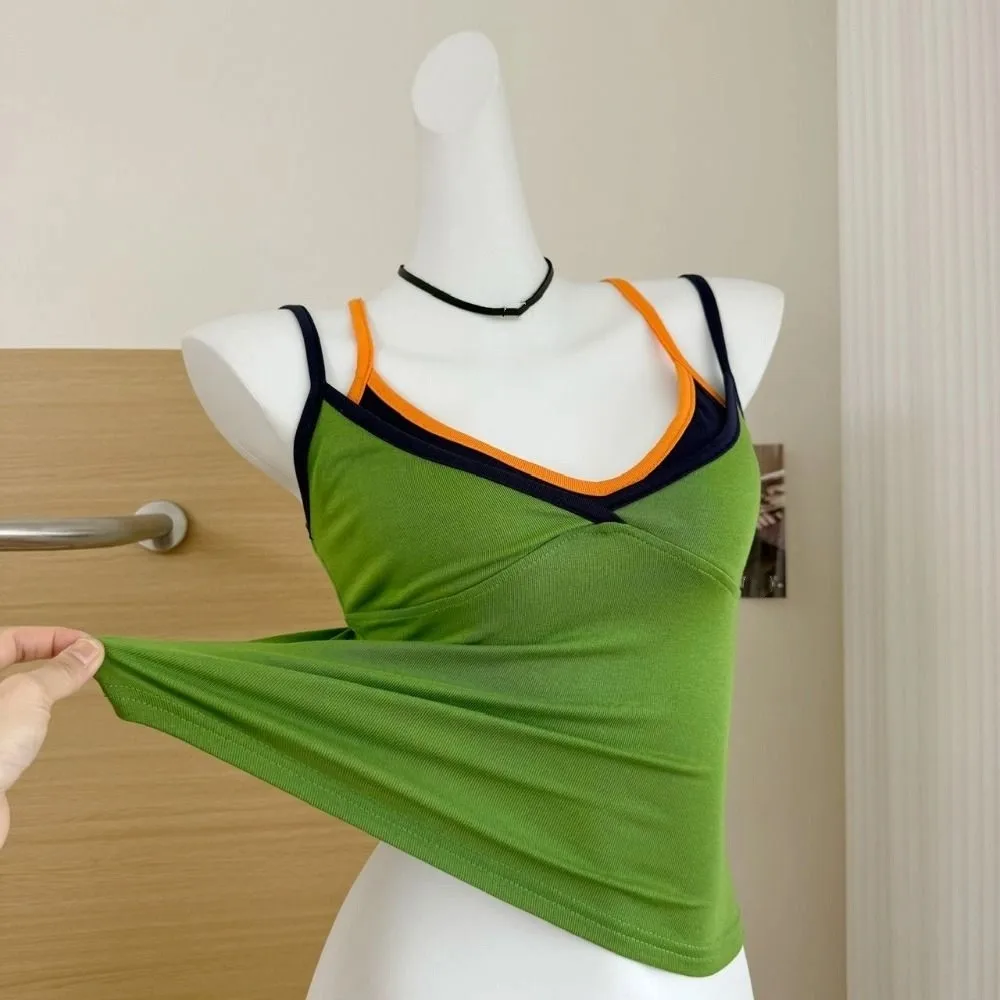Breathable Slim Fit Fake Two Pieces Camisole Sleeveless Patchwork Halter Camisole Streetwear Crop Tops Women Spring Summer
Breathable Slim Fit Fake Two Pieces Camisole Sleeveless Patchwork Halter Camisole Streetwear Crop Tops Women Spring Summer