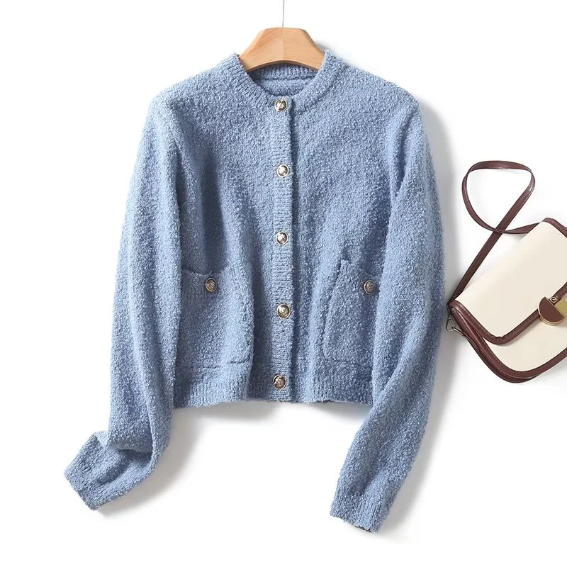 YENKYE Women Blue O Neck Long Sleeve Knit Cardigan Vintage Single Breasted Femme Casual Autumn Short Outerwear
YENKYE Women Blue O Neck Long Sleeve Knit Cardigan Vintage Single Breasted Femme Casual Autumn Short Outerwear