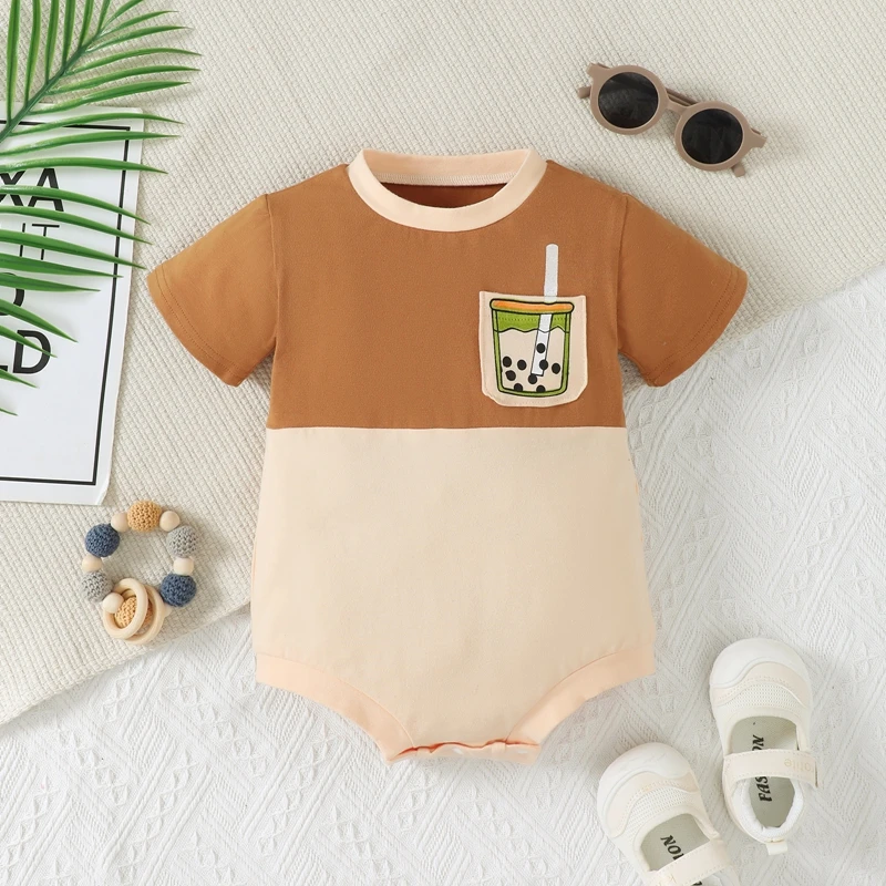 Baby Boys Summer Outfits Short Sleeve Milk Tea Print Color Contrast T-Shirt Romper Newborn Infant Clothes
Baby Boys Summer Outfits Short Sleeve Milk Tea Print Color Contrast T-Shirt Romper Newborn Infant Clothes