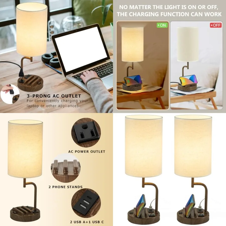 Dreamholder Table Lamp with 3 USB Charging Ports, Modern Desk Lamp with AC Outlet and Phone Stands, Perfect Bedside Lamp for Be
Dreamholder Table Lamp with 3 USB Charging Ports, Modern Desk Lamp with AC Outlet and Phone Stands, Perfect Bedside Lamp for Be