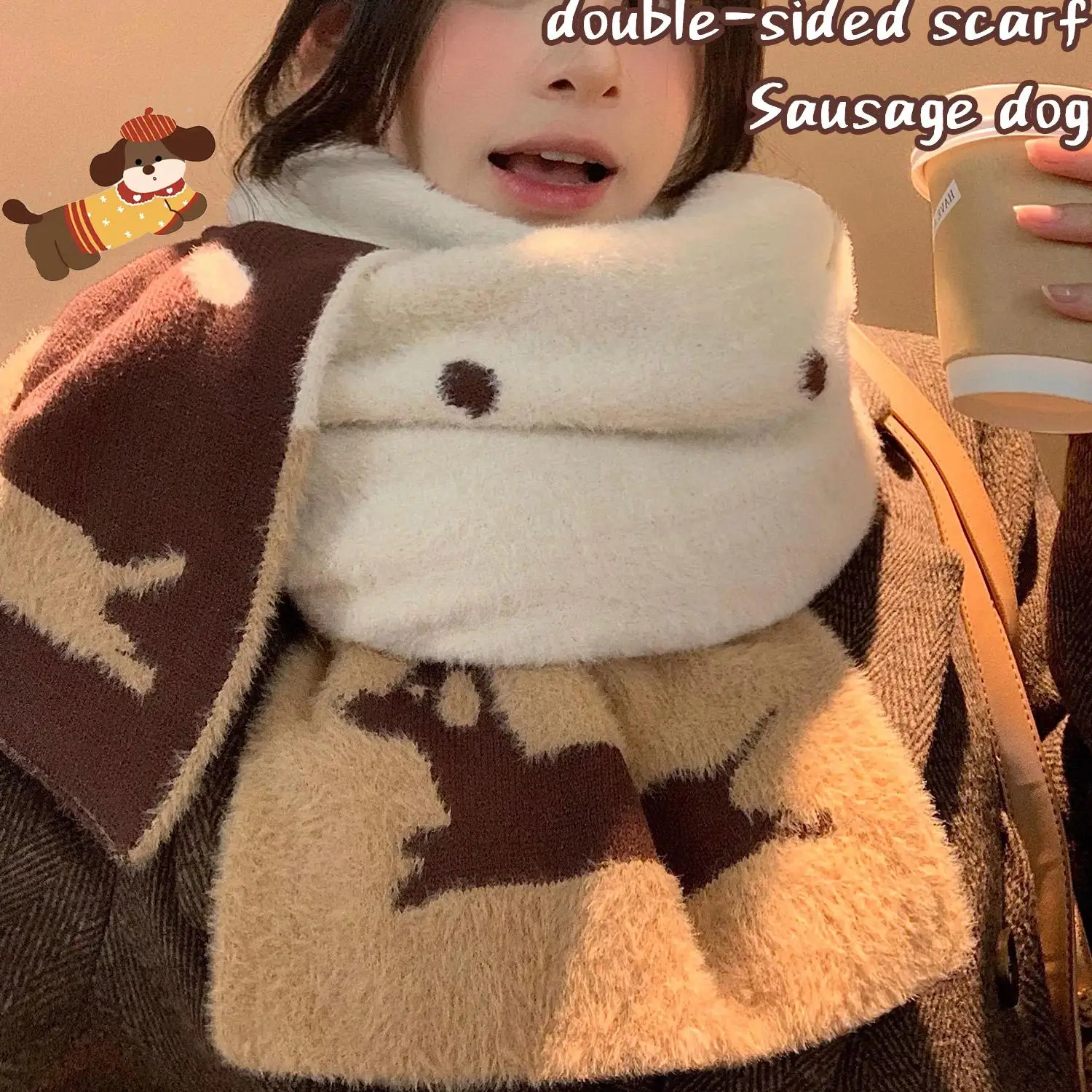 Autumn Winter Warm Scarf for Korean Women Handmade Knitted Faux Mink Fur Scarf Fashion Double-Sided Cartoon Animals Soft Scarf
Autumn Winter Warm Scarf for Korean Women Handmade Knitted Faux Mink Fur Scarf Fashion Double-Sided Cartoon Animals Soft Scarf