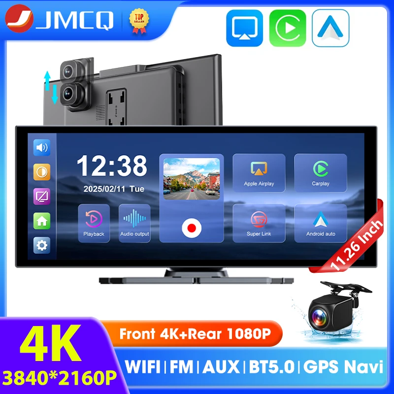 JMCQ 11,26-дюймовый автомобильный видеорегистратор 4K Dash Cam Wireless Carplay Android Auto GPS-навигация BT5.0 Видеорегистратор на приборной панели FM AUX Dual BT
JMCQ 11,26-дюймовый автомобильный видеорегистратор 4K Dash Cam Wireless Carplay Android Auto GPS-навигация BT5.0 Видеорегистратор на приборной панели FM AUX Dual BT