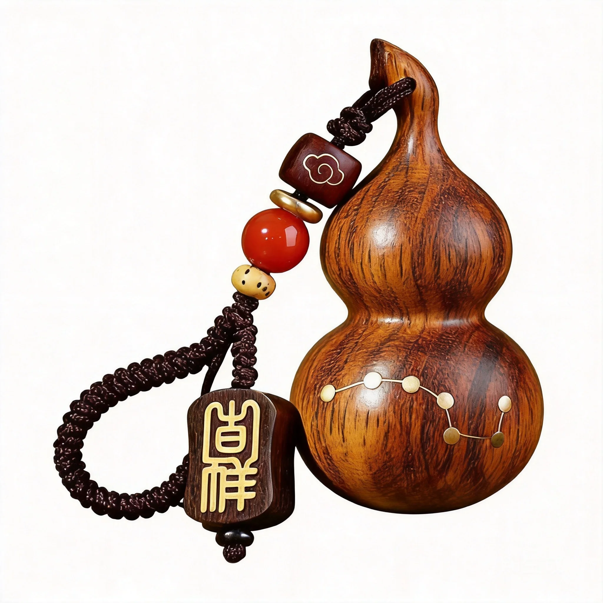 Chinese Style Hand Carved Natural Peach Wood Gourd Pendant Silver Inlaid Big Dipper Pattern Lucky Fortune Blessing Good Luck Key
Chinese Style Hand Carved Natural Peach Wood Gourd Pendant Silver Inlaid Big Dipper Pattern Lucky Fortune Blessing Good Luck Key