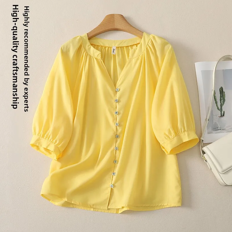 Summer Thin Shirt Women's Loose V-Neck Top Sunshade Cover up Cotton Polyester Blend Regular Sleeve Length Short Sleeve
Summer Thin Shirt Women's Loose V-Neck Top Sunshade Cover up Cotton Polyester Blend Regular Sleeve Length Short Sleeve