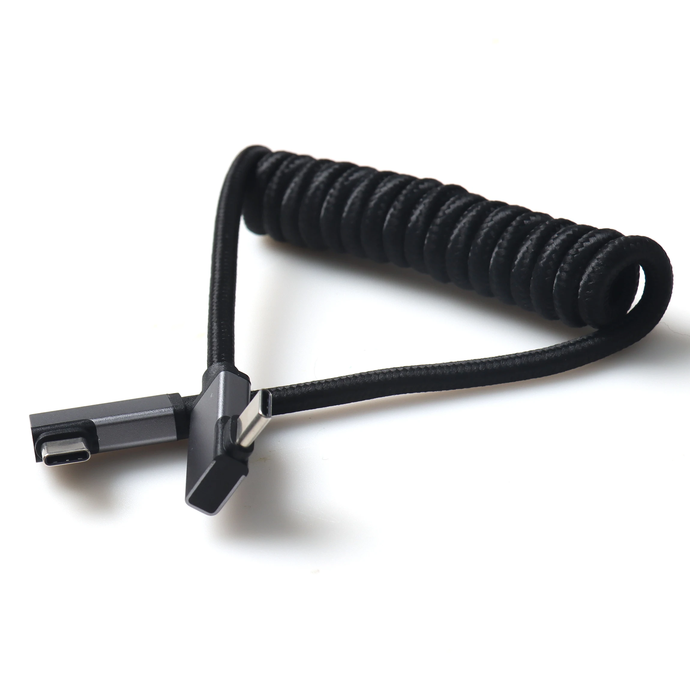 90 Degree Type C to Type c Cable 4K@60Hz black Coiled Cable Supports Charging Data Audio Video Cable for Tablet & Mobile
90 Degree Type C to Type c Cable 4K@60Hz black Coiled Cable Supports Charging Data Audio Video Cable for Tablet & Mobile