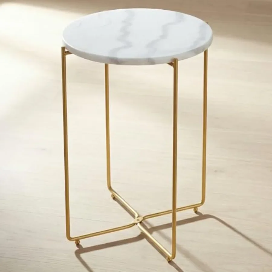 Real Marble Side Table for Living Room, White Marble Top with Gold Metal Legs, Waterproof Modern Round Accent Table, No Assembl
Real Marble Side Table for Living Room, White Marble Top with Gold Metal Legs, Waterproof Modern Round Accent Table, No Assembl