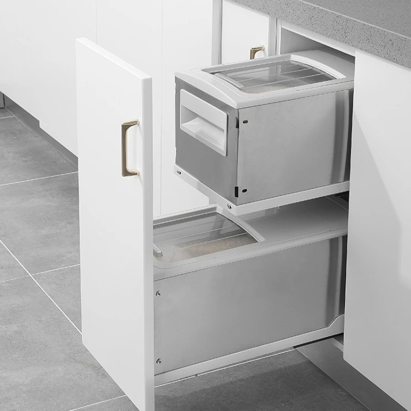 Recessed Open Door Drawer Type Rice Box Rice Storage Bucket Stainless Steel Kitchen Cabinet
Recessed Open Door Drawer Type Rice Box Rice Storage Bucket Stainless Steel Kitchen Cabinet