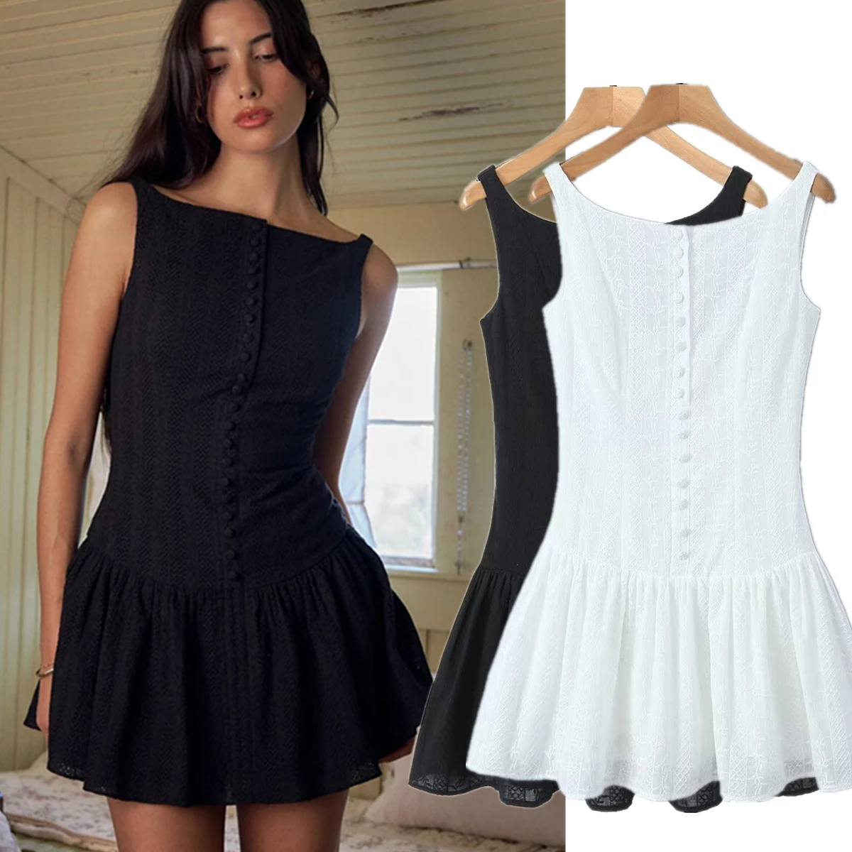 Withered Fashion Summer Cotton Embroidery Dress Women Lace Tank Dress Black White Sexy Mini Dress Girls
Withered Fashion Summer Cotton Embroidery Dress Women Lace Tank Dress Black White Sexy Mini Dress Girls