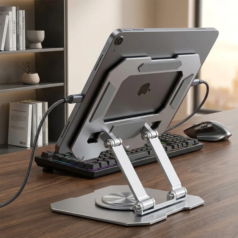 360° Rotatable Foldable Desktop Tablet Stand Adjustable Dual-axis Metal Holder Non-slip Stable Portable Tablet Stand for Home Of
360° Rotatable Foldable Desktop Tablet Stand Adjustable Dual-axis Metal Holder Non-slip Stable Portable Tablet Stand for Home Of