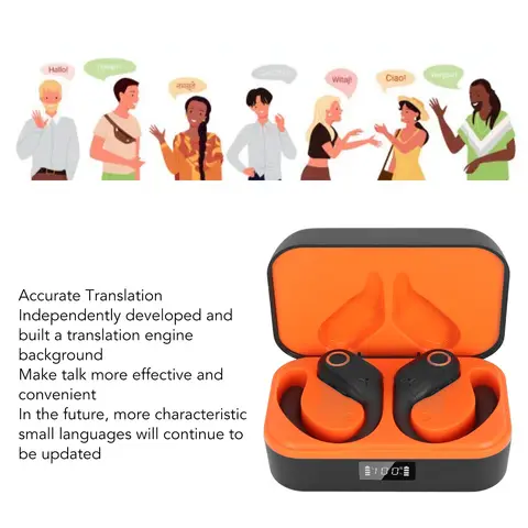 Bluetooth Translator Earbuds 144 Languages Noise Reduction Stereo Wireless Translation Headphones with Charging Case