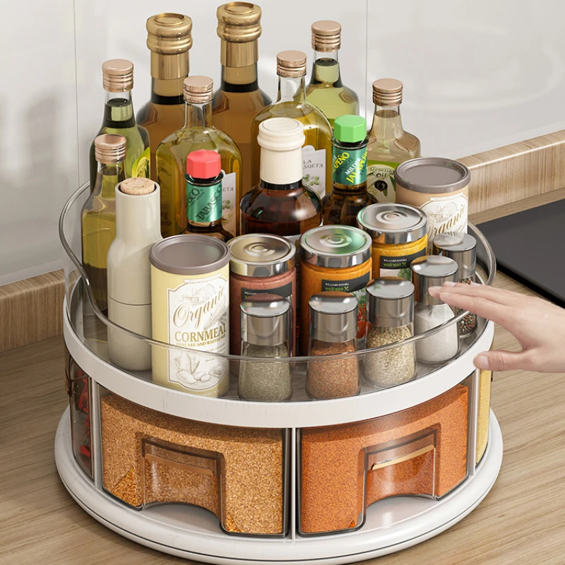The kitchen rotates spice shelf, integrated multi-compartment salt seasoning jar, and storage box is multi
The kitchen rotates spice shelf, integrated multi-compartment salt seasoning jar, and storage box is multi