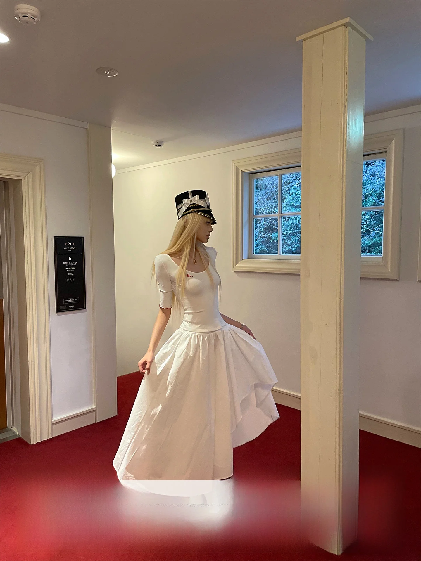 Asymmetric Hem A-Line Skirt White Long Dress Design Rase Le Sol 'Castle Dream' Low Waist Cotton Non-Elastic Summer Skirt
Asymmetric Hem A-Line Skirt White Long Dress Design Rase Le Sol 'Castle Dream' Low Waist Cotton Non-Elastic Summer Skirt