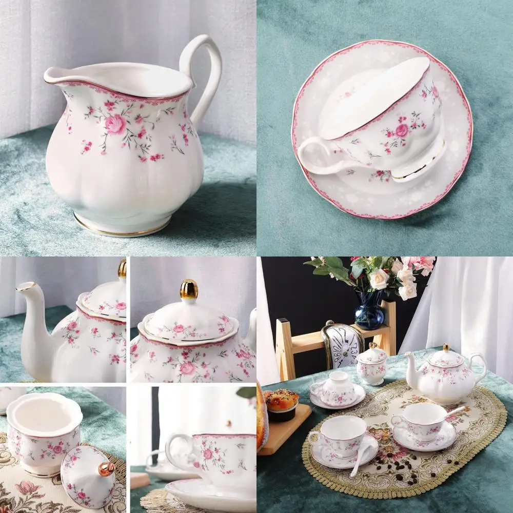 Elegant Vintage Porcelain Teaware Set for 6, Pink Rose Floral Design, Ideal for Women's Tea Gatherings
Elegant Vintage Porcelain Teaware Set for 6, Pink Rose Floral Design, Ideal for Women's Tea Gatherings