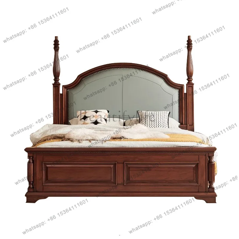 Mahogany core wood American all solid wood leather double bed retro Roman column master bedroom soft bed
Mahogany core wood American all solid wood leather double bed retro Roman column master bedroom soft bed