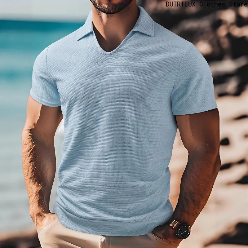 Waffle-Knit Breathable Short-Sleeve T-Shirt with Collar Men's Summer Polo Shirt Business Casual Luxury Polos Men Clothing
Waffle-Knit Breathable Short-Sleeve T-Shirt with Collar Men's Summer Polo Shirt Business Casual Luxury Polos Men Clothing