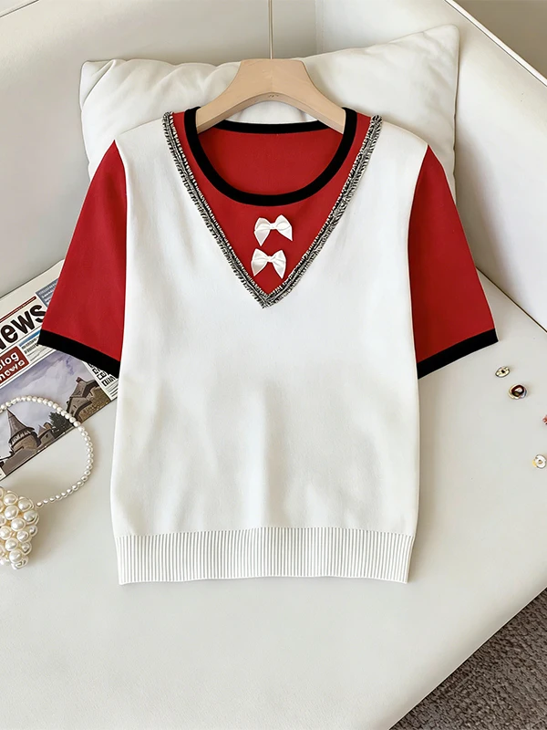 Cute Knitted plus Size T-Shirt Color Block Summer New Arrival Women's Fashion Breathable Ice Silk Short Sleeve Top for Younge...
Cute Knitted plus Size T-Shirt Color Block Summer New Arrival Women's Fashion Breathable Ice Silk Short Sleeve Top for Younge...
