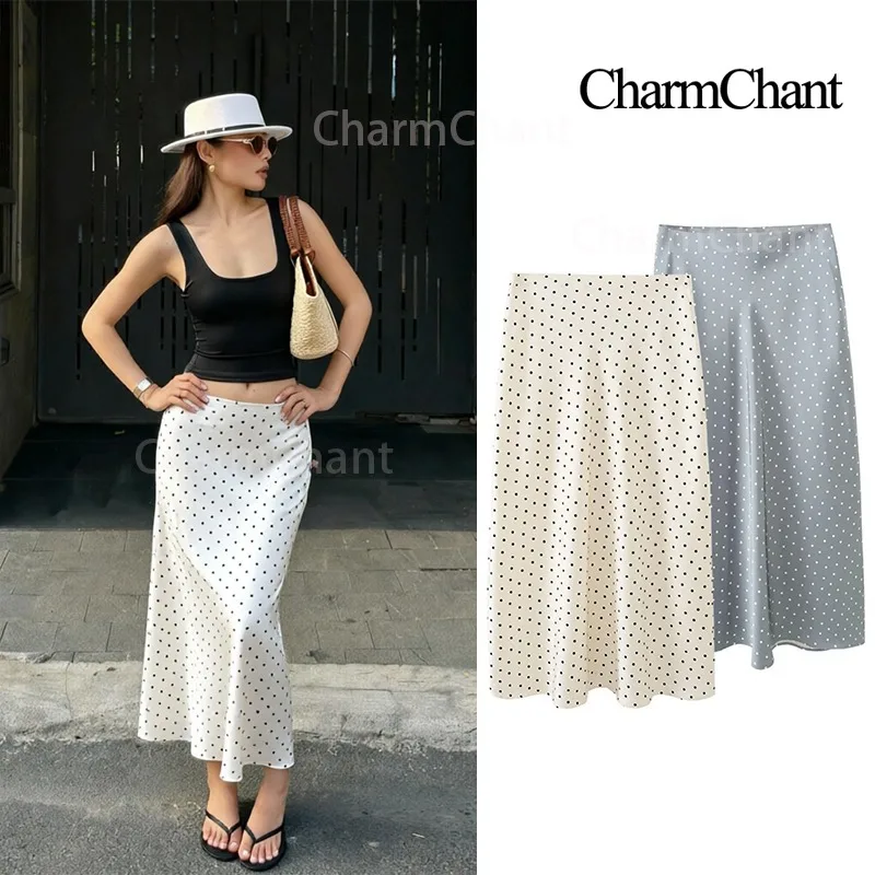 CHARMCHANT Women's Polka Dot Midi Skirt High Waisted Satin Slip Skirt Vintage A-Line Bias Cut Flowy Skirt Spring Summer 2026
CHARMCHANT Women's Polka Dot Midi Skirt High Waisted Satin Slip Skirt Vintage A-Line Bias Cut Flowy Skirt Spring Summer 2026