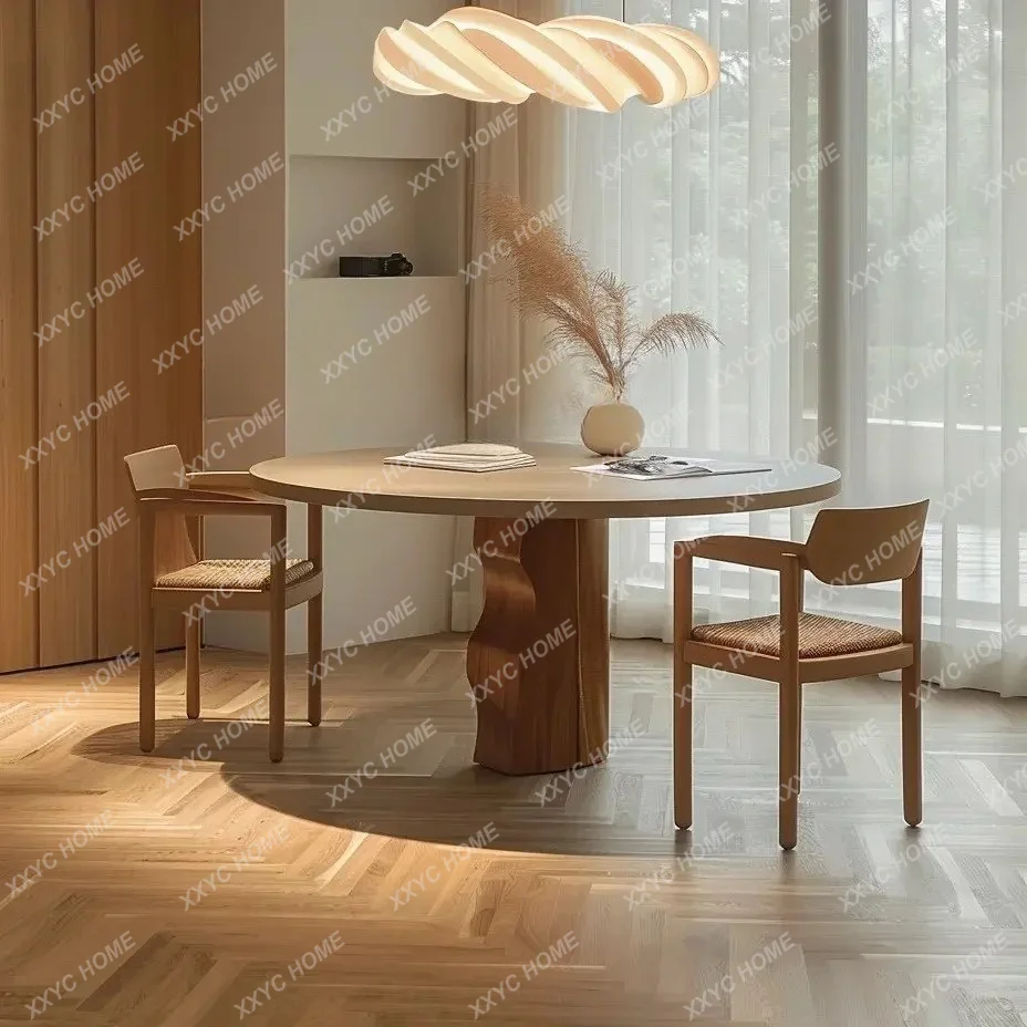 Medieval retro all-solid wood round dining table designer creative small apartment round table simple art round dining table
Medieval retro all-solid wood round dining table designer creative small apartment round table simple art round dining table