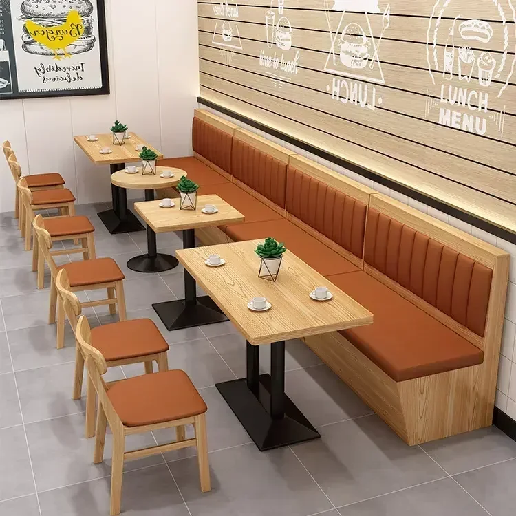Customizable solid wood frame leather restaurant coffee shop booth restaurant sofa table and chair combination
Customizable solid wood frame leather restaurant coffee shop booth restaurant sofa table and chair combination