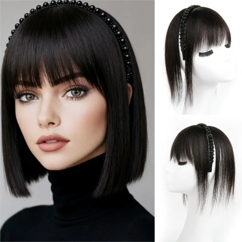 Instant Human Hair Headband Bangs Wig Integrated Real Hair Topper Cover White Hair on Forehead&Back Head Black Brown
Instant Human Hair Headband Bangs Wig Integrated Real Hair Topper Cover White Hair on Forehead&Back Head Black Brown