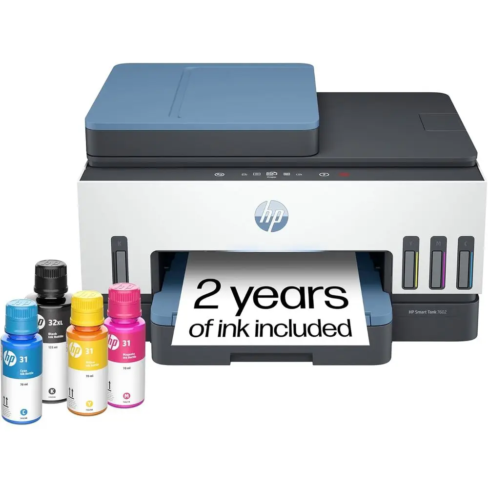 Smart Tank 7602 Wireless All-in-One Ink Tank Printer, Scanner, Copier with 2 Years of Ink Included, Best-for-Home Office, Cartri
Smart Tank 7602 Wireless All-in-One Ink Tank Printer, Scanner, Copier with 2 Years of Ink Included, Best-for-Home Office, Cartri