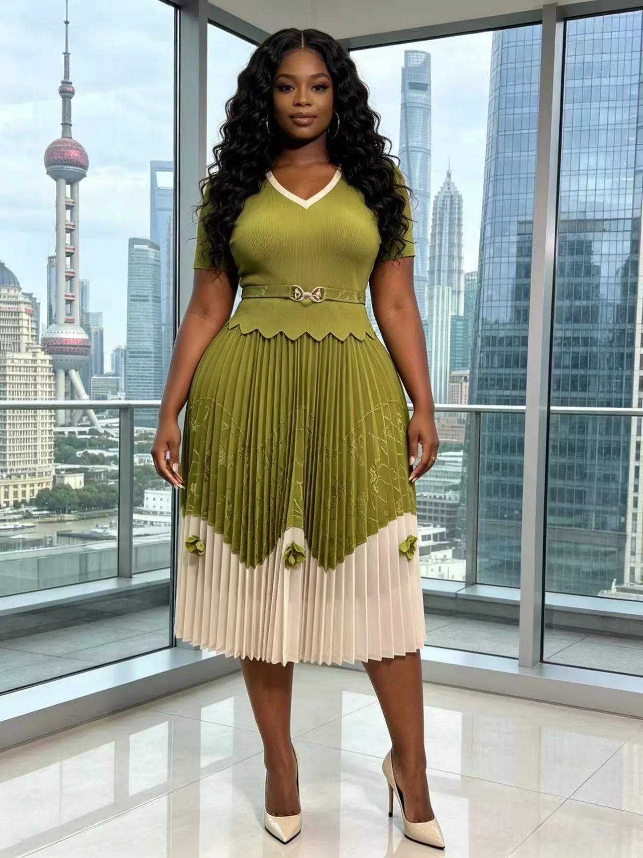Miyake Pleated Loose Women's Clothing 2026v Collar High-end Temperament Splicing Dress Pleated Waist Dress
Miyake Pleated Loose Women's Clothing 2026v Collar High-end Temperament Splicing Dress Pleated Waist Dress