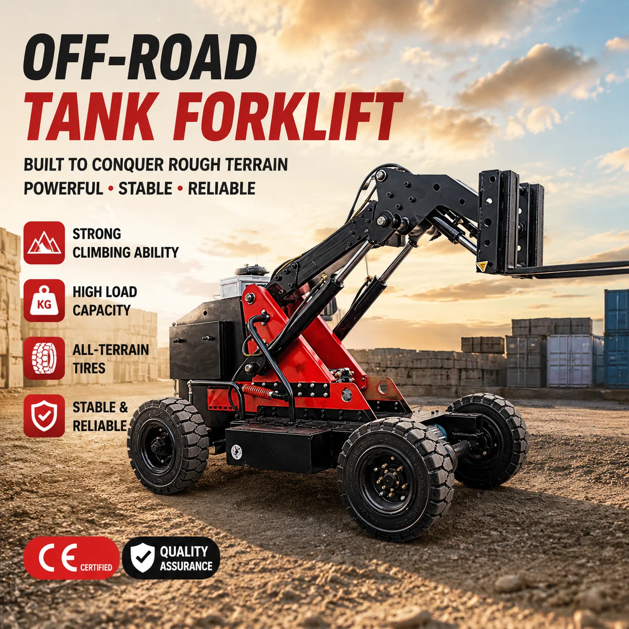 Remote Control Electric Tank Forklift 1000-1500kg Rough Terrain All Terrain Forklift Heavy Duty Construction CE Approved
Remote Control Electric Tank Forklift 1000-1500kg Rough Terrain All Terrain Forklift Heavy Duty Construction CE Approved