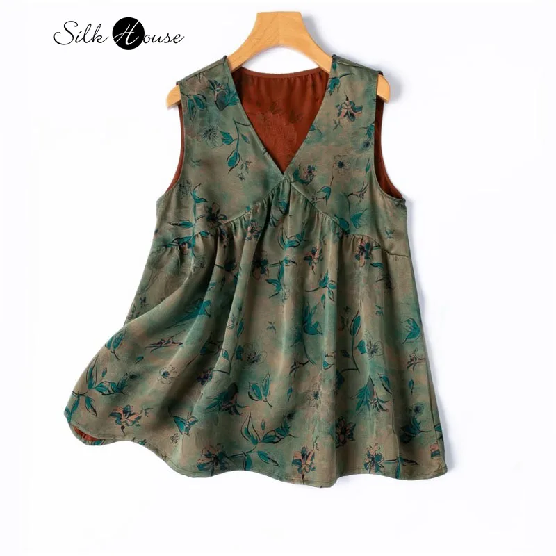Light National Style Cool 100% Natural Mulberry Silk Gambiered Guangdong Gauze V-neck Loose Women's Summer Vest
Light National Style Cool 100% Natural Mulberry Silk Gambiered Guangdong Gauze V-neck Loose Women's Summer Vest