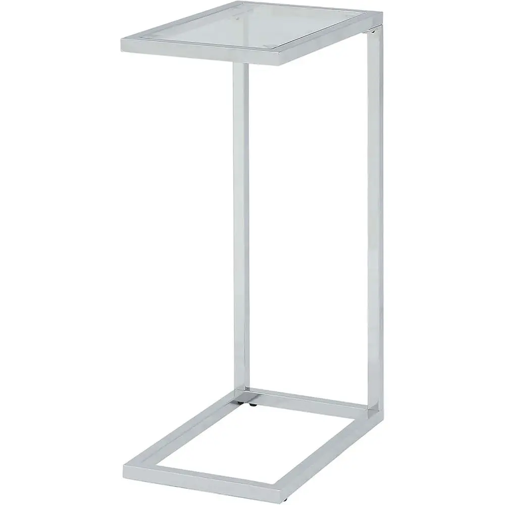 C-Shaped Tempered Glass End Table with Metal Sides for Living Room, Family Room, Bedroom, or Office in Chrome Finish
C-Shaped Tempered Glass End Table with Metal Sides for Living Room, Family Room, Bedroom, or Office in Chrome Finish