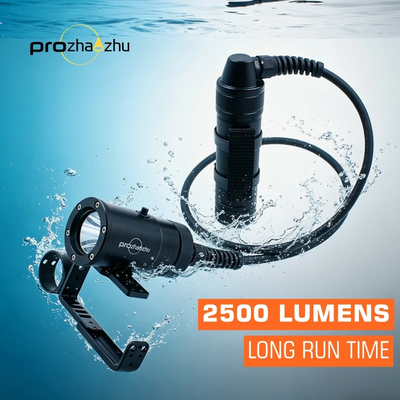 PROZHAOZHU DL-D09M-6B-S 150M Underwater Canister Dive Light 2500LM IP68 Rechargeable Technical Torch
PROZHAOZHU DL-D09M-6B-S 150M Underwater Canister Dive Light 2500LM IP68 Rechargeable Technical Torch