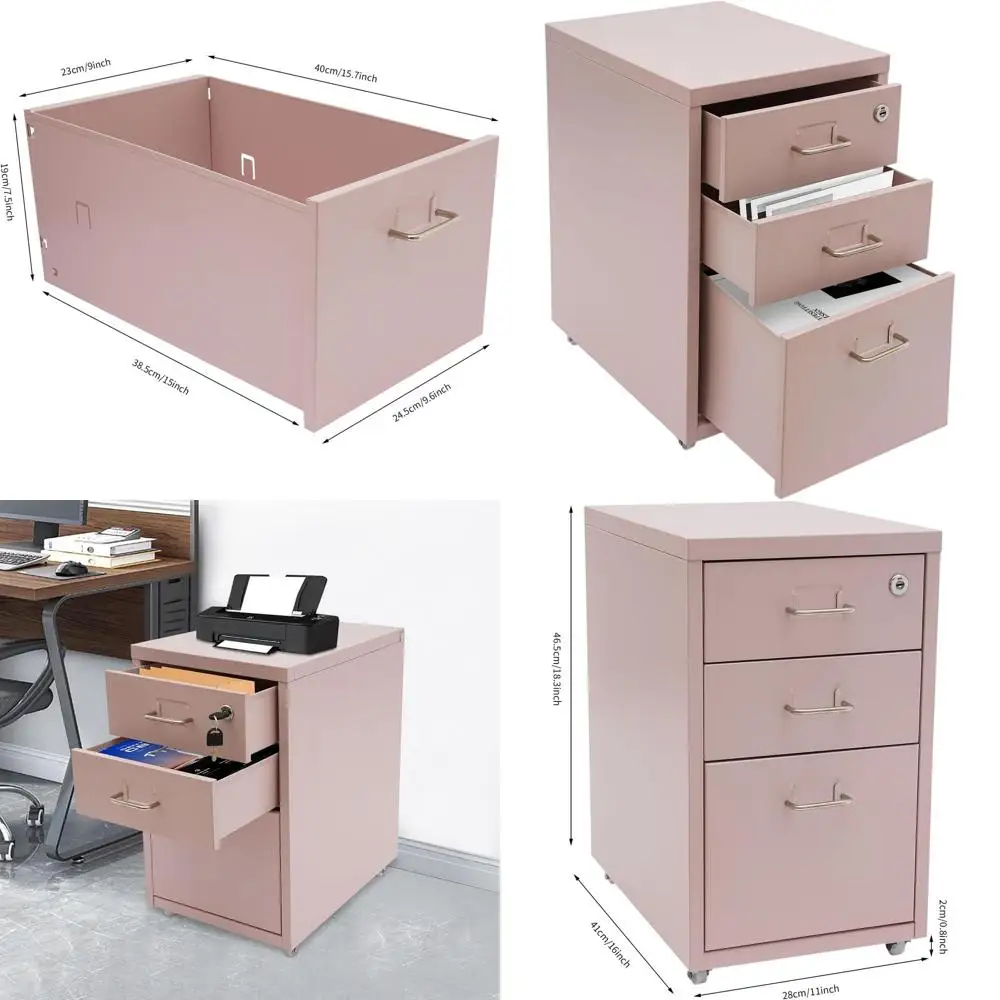 Трехуровневый вертикальный металлический шкаф для документов с замком и колесиками, розовый, идеально подходит для хранения документов дома или в офисе
Трехуровневый вертикальный металлический шкаф для документов с замком и колесиками, розовый, идеально подходит для хранения документов дома или в офисе