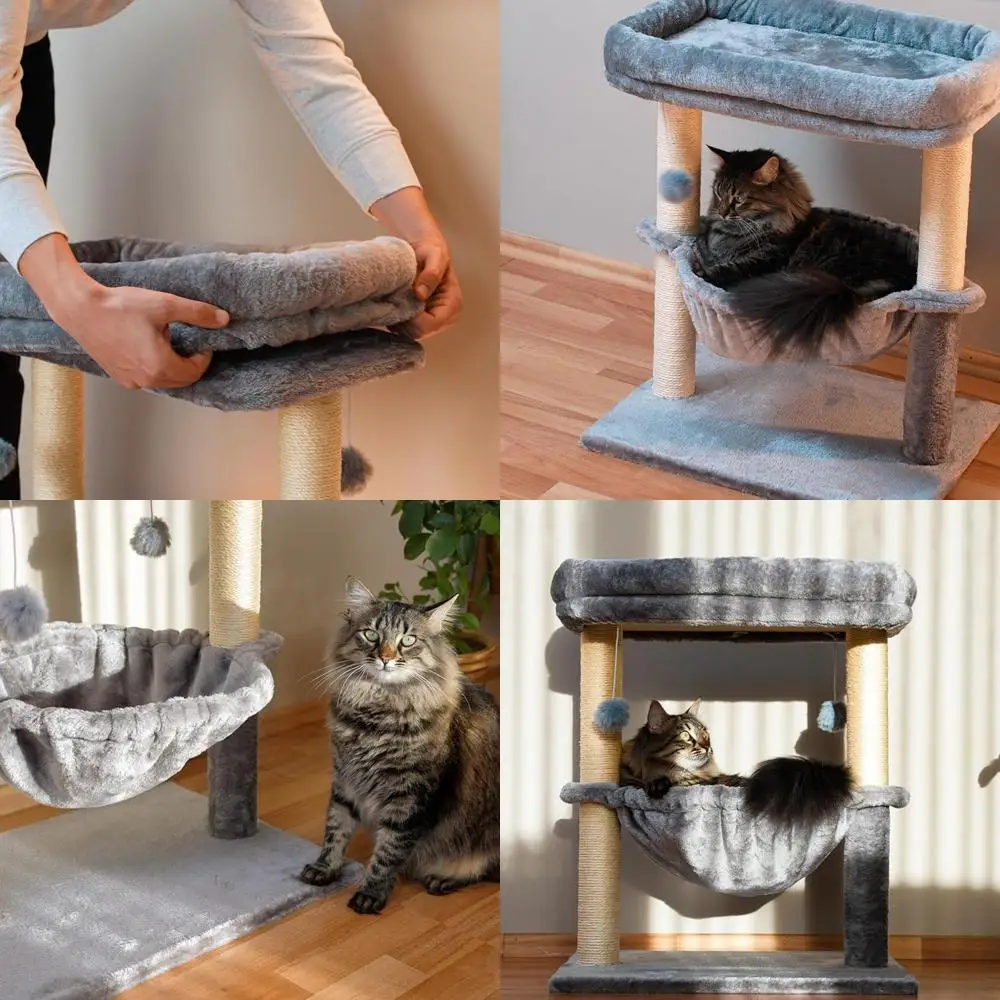 Indoor Multi-Level Cat Tower with Hammock, Scratching Post & Small Bed for Large Cats - Light Gray
Indoor Multi-Level Cat Tower with Hammock, Scratching Post & Small Bed for Large Cats - Light Gray