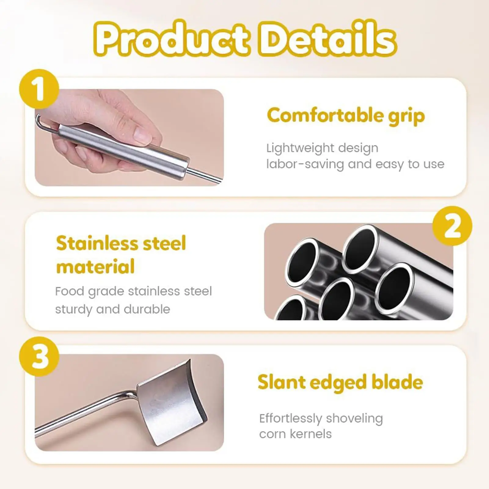 Corn Peeler Tool Stainless Steel Kitchen Corn Stripper Multifunctional Kitchen Tool Planer for Apartment Restaurant Businesses 
Corn Peeler Tool Stainless Steel Kitchen Corn Stripper Multifunctional Kitchen Tool Planer for Apartment Restaurant Businesses