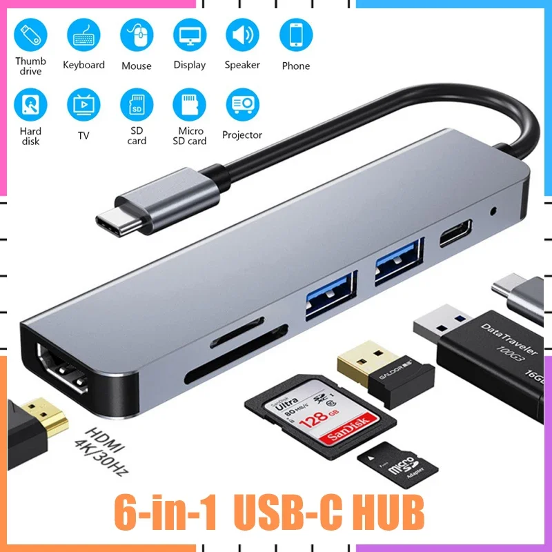 6 in 1 USB C Hub HDMI Type C Hub with Charging 3.0 USB Hub Type C 6 in1 Multiport Adapter for Laptop and More Type
6 in 1 USB C Hub HDMI Type C Hub with Charging 3.0 USB Hub Type C 6 in1 Multiport Adapter for Laptop and More Type