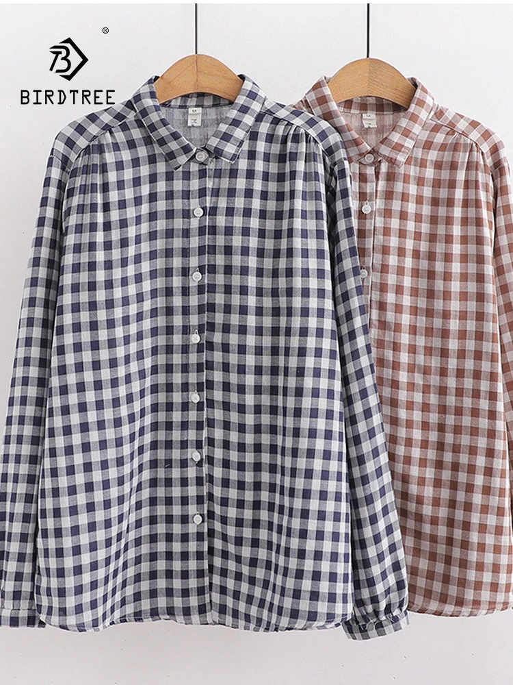 New Summer Cotton Casual Long Sleeve Shirt Women Lapel Plaid Tops Girl Loose Fashion OL Commute Blouses 2024 Autumn T461119QC
New Summer Cotton Casual Long Sleeve Shirt Women Lapel Plaid Tops Girl Loose Fashion OL Commute Blouses 2024 Autumn T461119QC