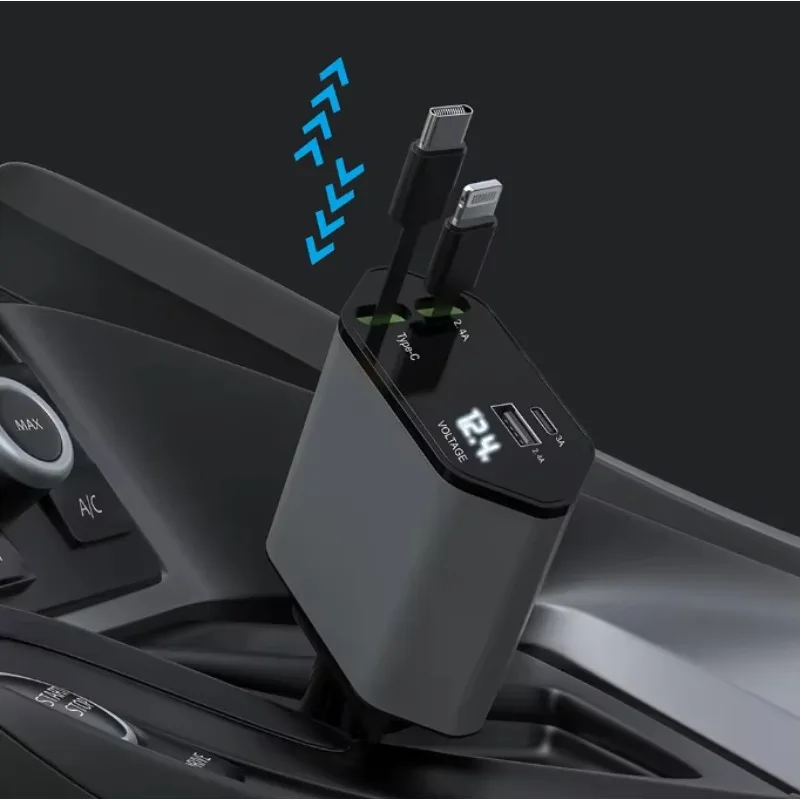 GlowMart Factory Best Selling Car Car Charger with Retractable Cable Original Car Charger Fast Charging Type c
GlowMart Factory Best Selling Car Car Charger with Retractable Cable Original Car Charger Fast Charging Type c