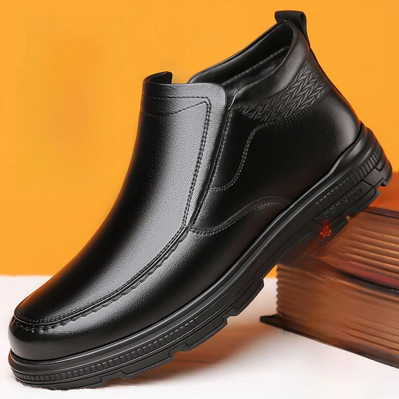 Men's Winter Warm Thickened Cotton Shoes Casual High Top Leather Boots Fleece Lined Genuine Leather Dad Shoes round Toe
Men's Winter Warm Thickened Cotton Shoes Casual High Top Leather Boots Fleece Lined Genuine Leather Dad Shoes round Toe