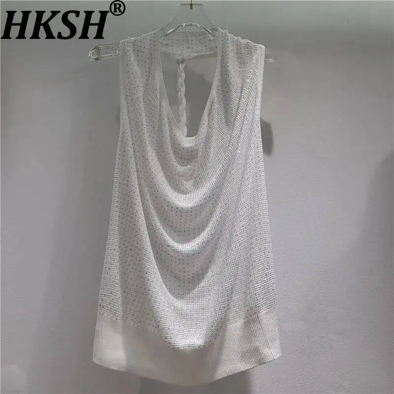 HKSH Women Sexy Vest Sleeveless Pleated Halter Neck Backless Studded Diamonds Elegant High-end Chic Tank Top Summer 2026 HK23113
HKSH Women Sexy Vest Sleeveless Pleated Halter Neck Backless Studded Diamonds Elegant High-end Chic Tank Top Summer 2026 HK23113