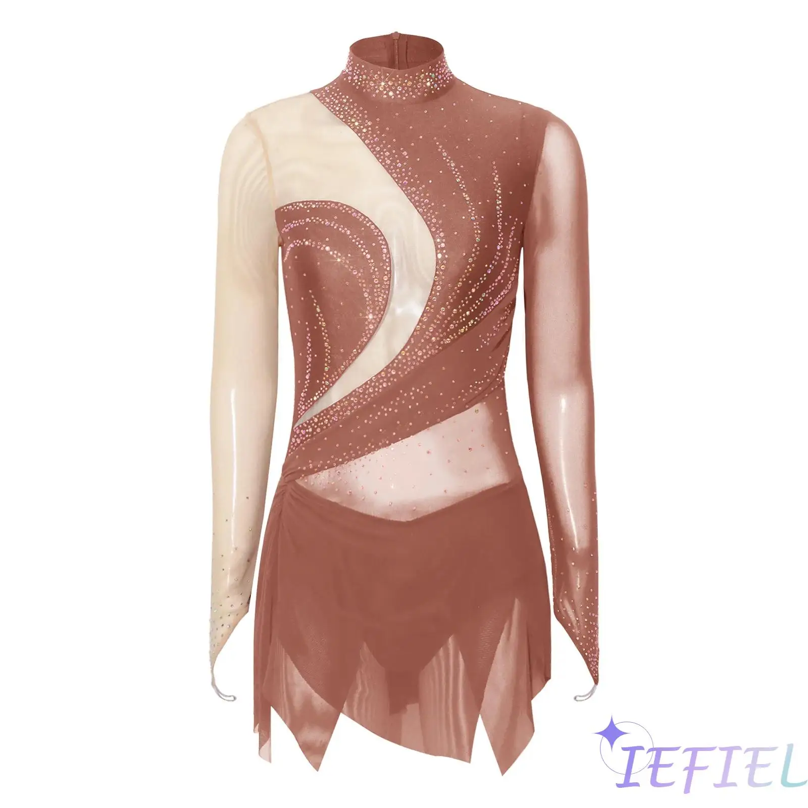 Womens Gymnastics Tango Latin Dance Dress Long Sleeve Rhinestone Sheer Mesh Color Block Bodysuit Dress Ballet Lyrical Dancewear
Womens Gymnastics Tango Latin Dance Dress Long Sleeve Rhinestone Sheer Mesh Color Block Bodysuit Dress Ballet Lyrical Dancewear