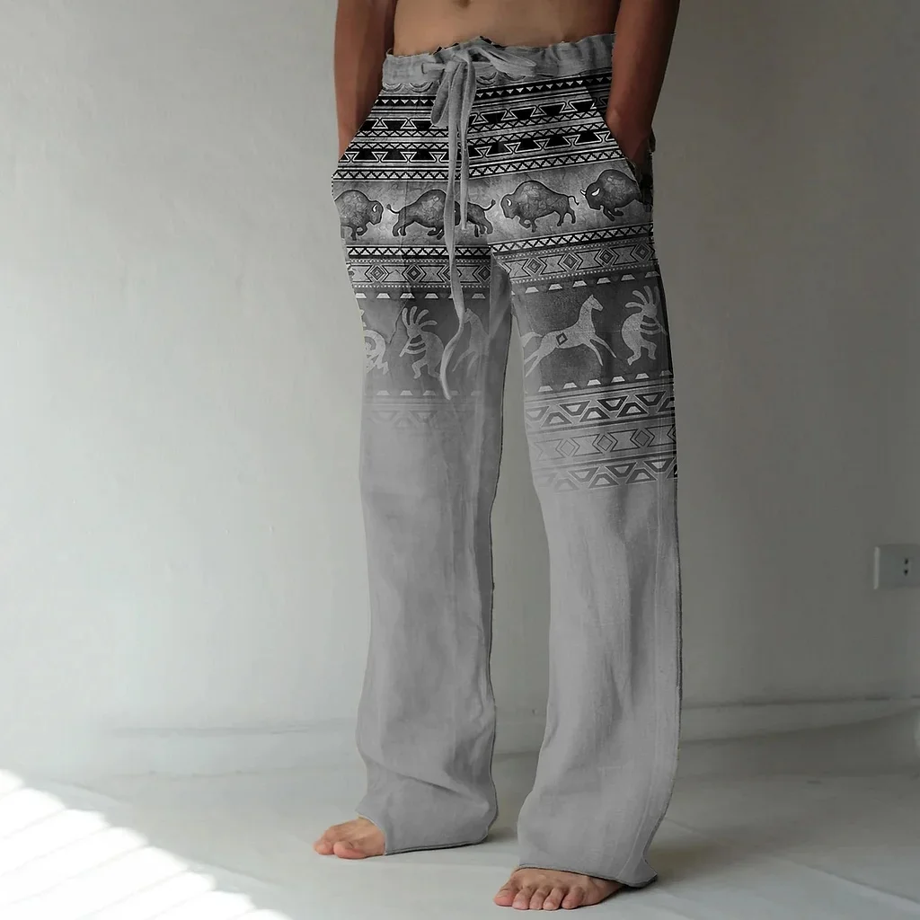 Men's sports pants retro half totem 3D printed casual pants drawstring straight tube beach pants street linen pants
Men's sports pants retro half totem 3D printed casual pants drawstring straight tube beach pants street linen pants