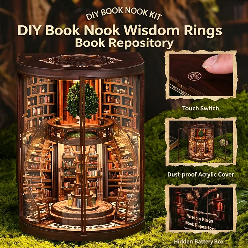 3D Book Niche "Wisdom Ring" DIY Miniature House Assembly Model - Micro-Scale Diorama Bookstand, Creative Gift
3D Book Niche "Wisdom Ring" DIY Miniature House Assembly Model - Micro-Scale Diorama Bookstand, Creative Gift