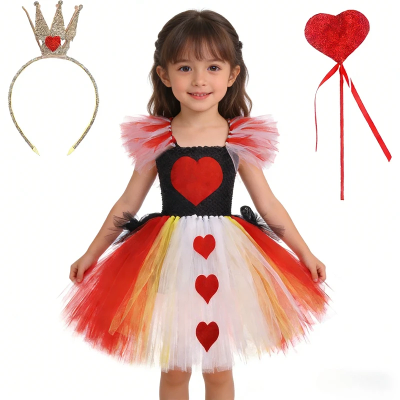 Alice in Wonderland Red Queen of Hearts Costume for Girls Party Outfit with Crown Magic Stick Kids Carnival Halloween Tutu Dress
Alice in Wonderland Red Queen of Hearts Costume for Girls Party Outfit with Crown Magic Stick Kids Carnival Halloween Tutu Dress