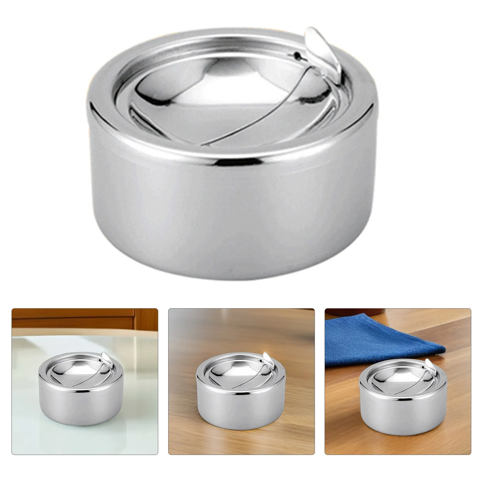 Automatic Opening Stainless Steel Ashtray Silver Windproof Cigarette Tray For Indoor Outdoor Portable Use Smoking Bin Modern
Automatic Opening Stainless Steel Ashtray Silver Windproof Cigarette Tray For Indoor Outdoor Portable Use Smoking Bin Modern