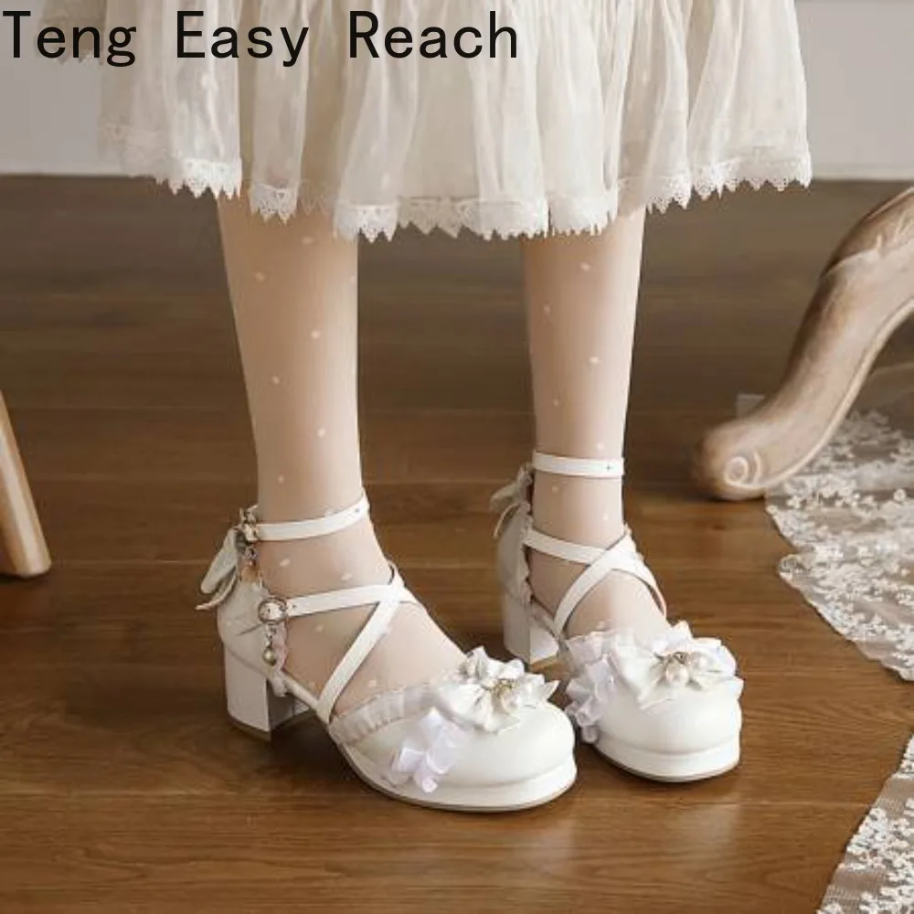 Women's White Beige Pink Sandals Bowknot Cross T-Strap Ruffles High Heels Student Girls Lolita Party Dress Shoes Big size 32-43
Women's White Beige Pink Sandals Bowknot Cross T-Strap Ruffles High Heels Student Girls Lolita Party Dress Shoes Big size 32-43