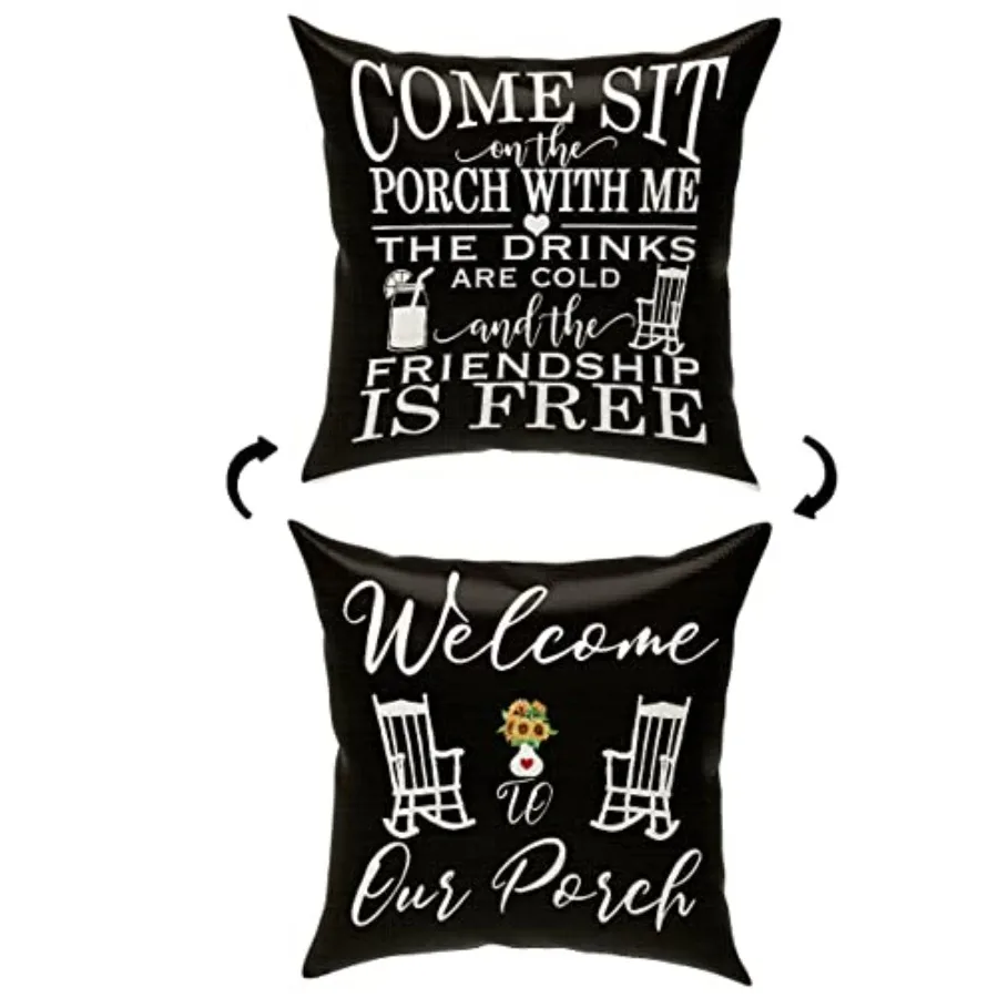 Porch Reversible Black Throw Pillow Case, Welcome to Our Porch, Housewarming Gifts, Summer Front Decoration, Flannel Pillow Cus
Porch Reversible Black Throw Pillow Case, Welcome to Our Porch, Housewarming Gifts, Summer Front Decoration, Flannel Pillow Cus