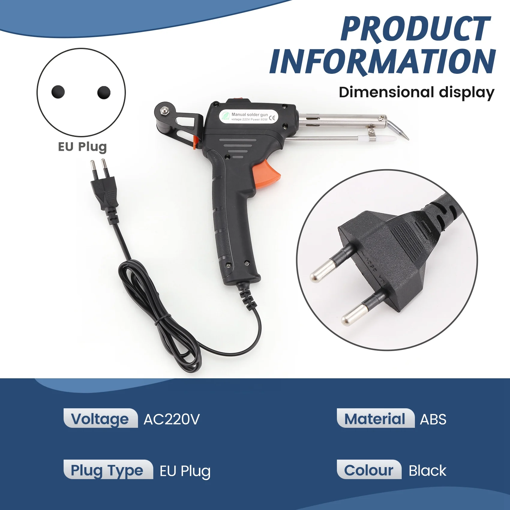 ABLQ Soldering Iron 60W Eagle Beak Endothermic Handheld Tool Heated Household Repair Tool Manual Tin Dispensing
ABLQ Soldering Iron 60W Eagle Beak Endothermic Handheld Tool Heated Household Repair Tool Manual Tin Dispensing