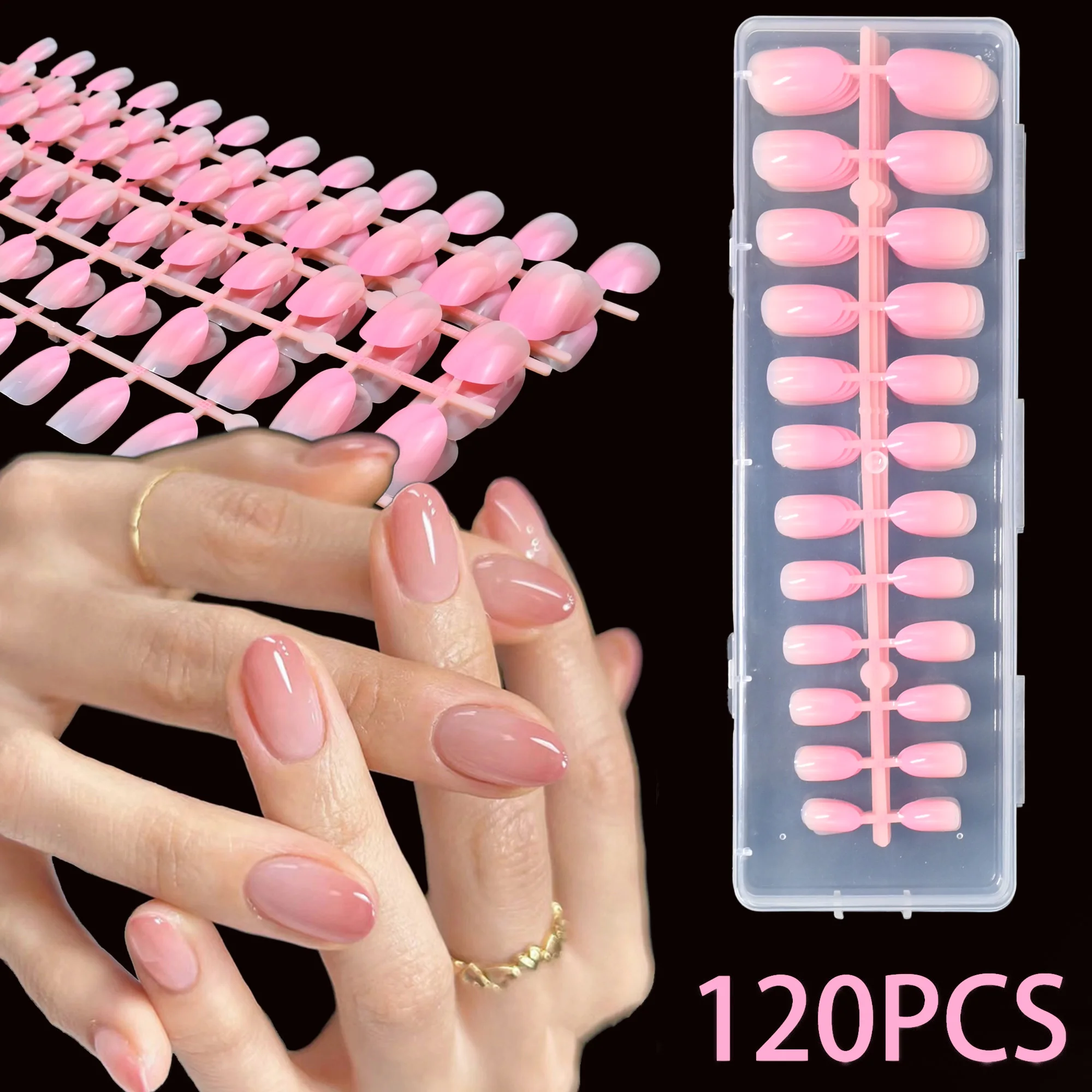 120Pcs medium-long pink and white gradient oval press-on nails, glossy texture, detachable design, easily upgrade your nail styl
120Pcs medium-long pink and white gradient oval press-on nails, glossy texture, detachable design, easily upgrade your nail styl