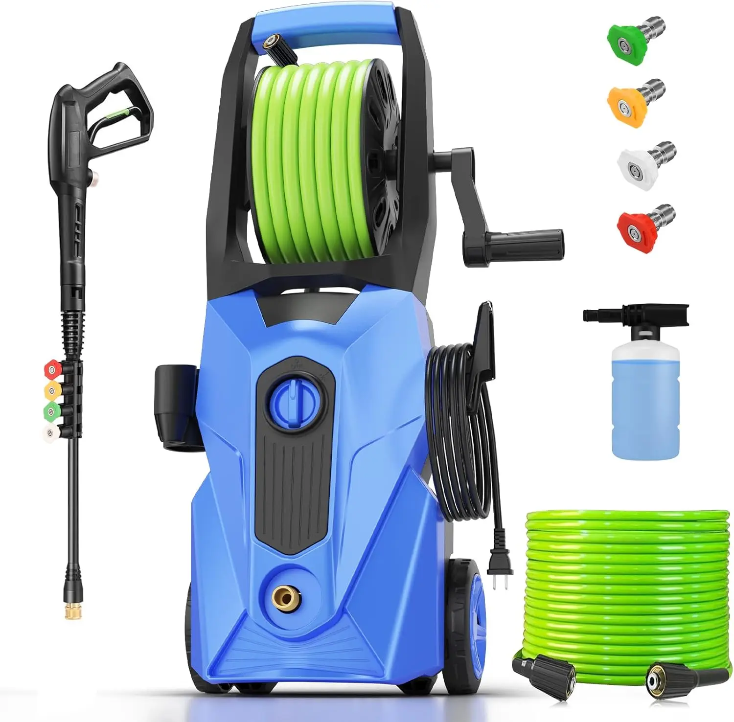 Electric Pressure Washer 5000 PSI 2.8 GPM Power Washers Electric Powered with 33ft Pressure Hose M22-14mm, 4 Nozzle and Foam Can
Electric Pressure Washer 5000 PSI 2.8 GPM Power Washers Electric Powered with 33ft Pressure Hose M22-14mm, 4 Nozzle and Foam Can