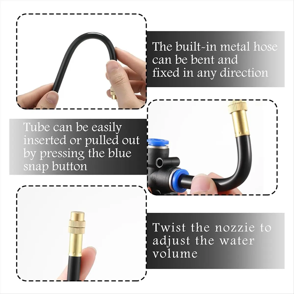 A95G 10 Pcs Brass Misting Nozzles Tee with 8 Inch Built in Hose 360 Degree Rotation Adjustable Water Mister Nozzles
A95G 10 Pcs Brass Misting Nozzles Tee with 8 Inch Built in Hose 360 Degree Rotation Adjustable Water Mister Nozzles