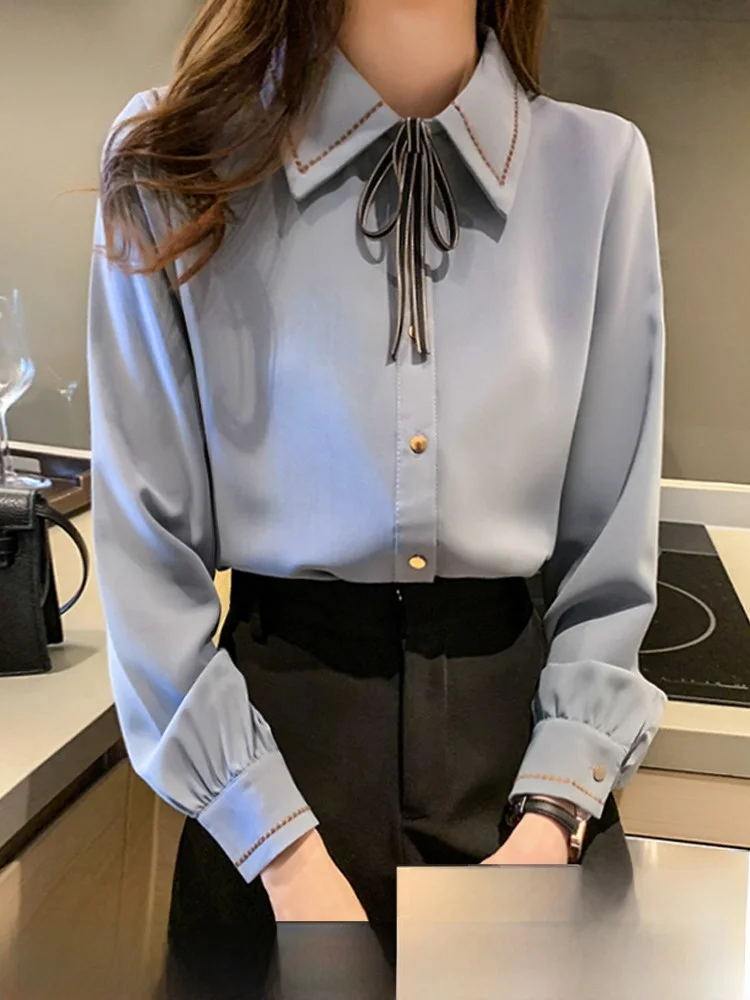Elegant Long Sleeve Women's Chiffon Shirt Base Layer Design Sense Spring Autumn Fashion Commute Style Korean Version Straight...
Elegant Long Sleeve Women's Chiffon Shirt Base Layer Design Sense Spring Autumn Fashion Commute Style Korean Version Straight...